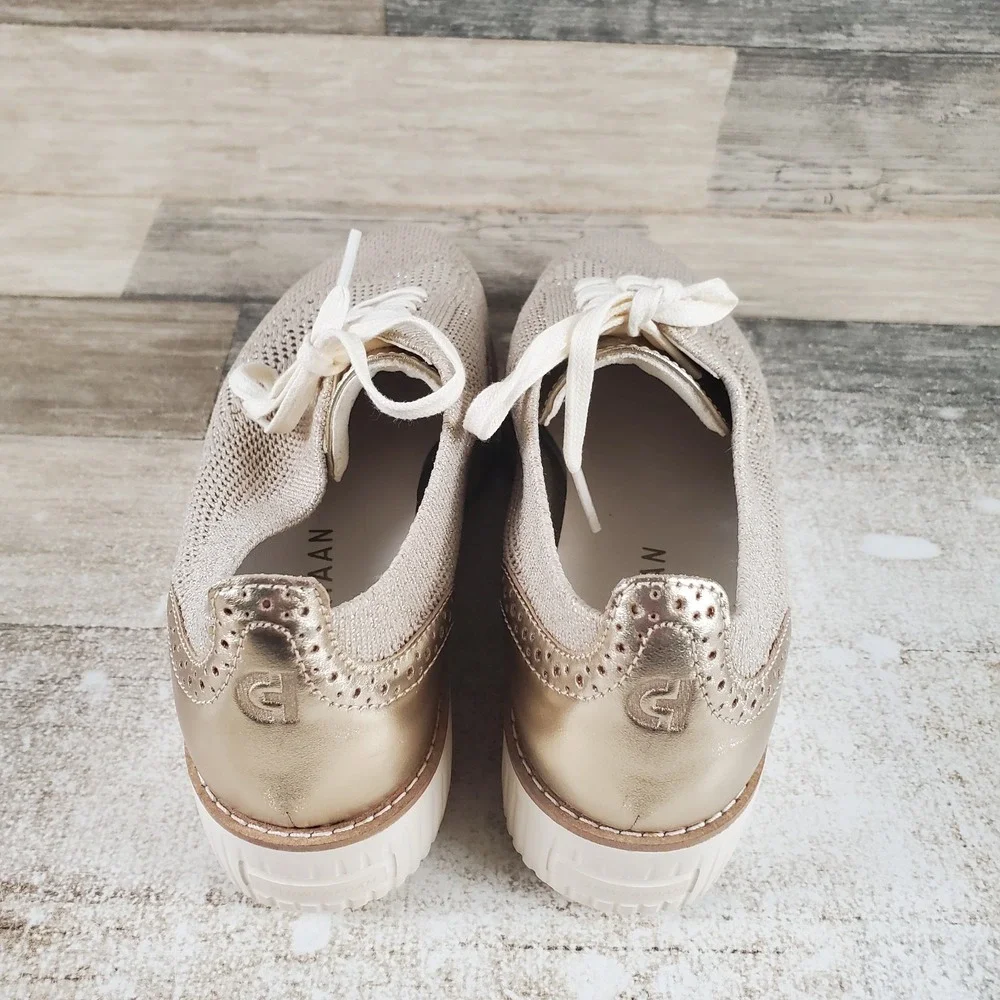 Cole Haan Grand City Platform Stitchlite Oxfords Womens Shoes Sz 7 B Beige